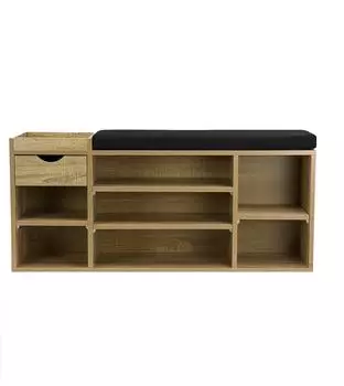 Wohnling Schuhbank 100cm Sonoma Eiche mit Sitzkissen und Schublade (WL7.768)