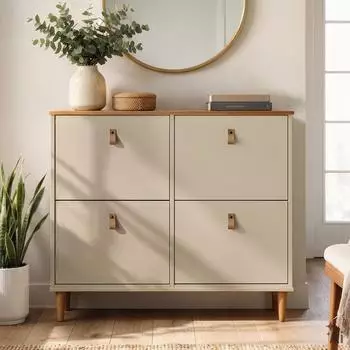 Idimex MIKKA Schuhkipper 4 Klappen, Massivholz, Kaschmir/Eiche (84059)