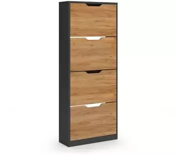 VICCO Luca Schuhkipper 4 Kippf&auml;cher, anthrazit/Goldkraft Eiche, 59x146cm (61414)