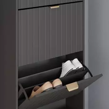 VICCO Helge Schuhschrank 4 F&auml;cher, schwarz, 60x166,7cm (54236)