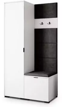 Masseno Lori Garderobenschrank 3 F&auml;cher, wei&szlig;/schwarz, 95x181x51cm (800001380308)