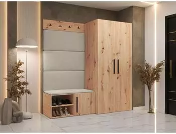Mirjan24 Medi I Garderoben-Set mit Dreht&uuml;renschrank, Schuhschrank, Artisan Eiche (800001207599)