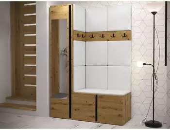 Mirjan24 Orion X Garderoben-Set Eiche Artisan/wei&szlig;, 124x186x46cm (800001367352)