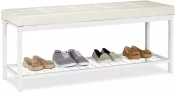 Relaxdays Schuhbank XXL mit Polster, wei&szlig; (10023311_49)
