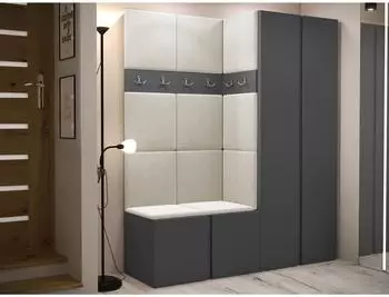 Mirjan24 Garderoben-Set mit Kleiderschrank, Sitzbank und Wandpaneelen 42x42 (800001367586)