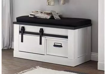 IMV Sherwood 79 Garderobenbank mit Sitzkissen, wei&szlig;/anthrazit, 93cm (Sherwood 79)