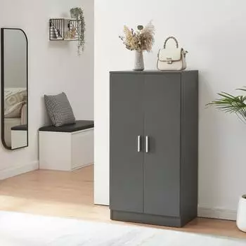 en.casa Notribontaa Schuhschrank 7 F&auml;cher, 2 T&uuml;ren, 108x55x35cm, anthrazit
