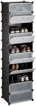 Relaxdays Schuhregal 10 Ebenen, transparent, Kunststoff, 49x176x37cm