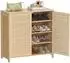 HomCom Schuhschrank mit Lamellentüren, Bambus, 14 Paar, 80x35x80cm