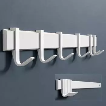 doporro Stalo-12 Garderobenleiste 60cm, 6 verschiebbare Haken, Aluminium, matt weiß (Stalo-12)