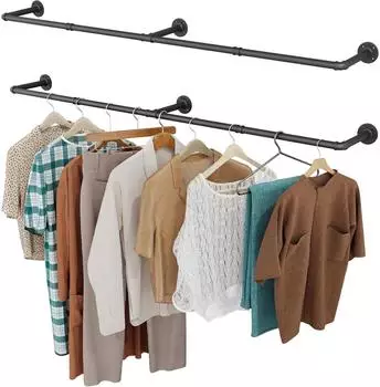 LuxusKollektion Kleiderstange Rohr Wandmontage 167cm schwarz, 2er-Set