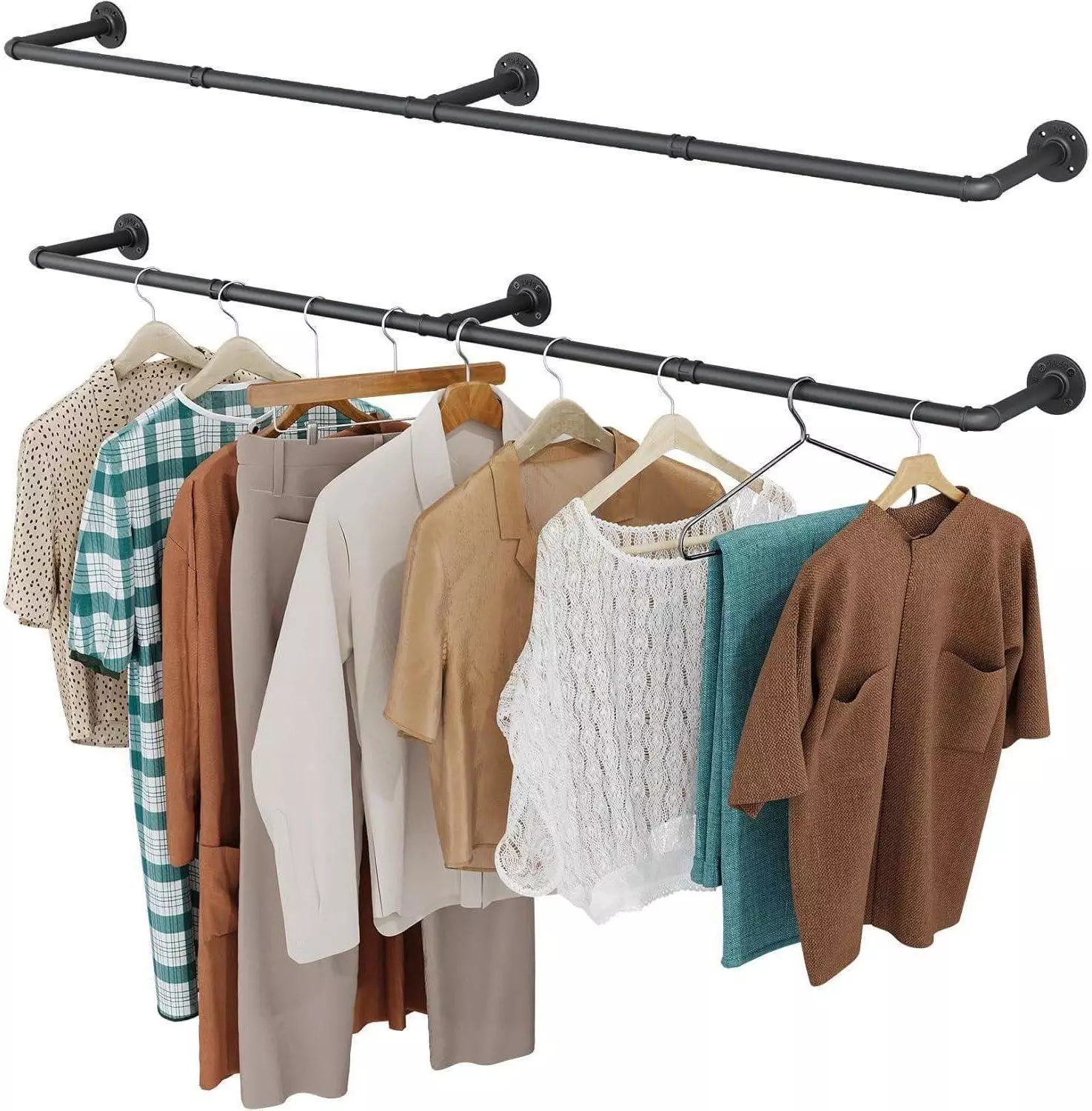 LuxusKollektion Kleiderstange Rohr Wandmontage 167cm schwarz, 2er-Set Garderobenständer ab 118,99€