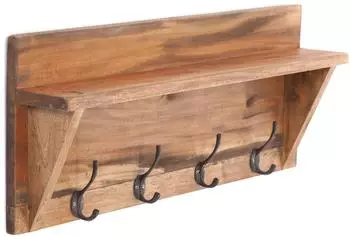DESIGN DELIGHTS Wandgarderobe mit Regal "Vintage" Recyclingholz, 60x26x10cm (10001919)