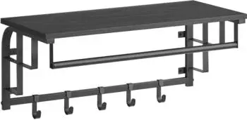 Vasagle Wandgarderobe mit Ablage, 5 Haken, anthrazitgrau-schwarz (LCR012B13)