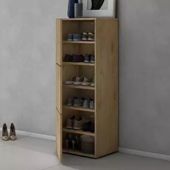 doporro Schuhschrank02 schmal, 6 Fächer, Soft-Close, Kerneiche (45x36x120cm)