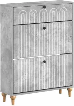 vidaXL Schuhschrank ALKMAAR 78x24x103cm Holzwerkstoff betongrau
