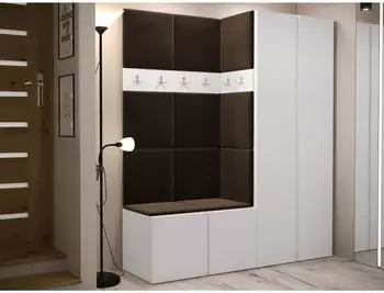 Mirjan24 Garderoben-Set Orion III wei&szlig;/braun, 158x186x46cm (800001367544)