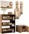 OKWISH Garderoben-Set mit Schuhschrank, gepolsterter Bank und Spiegel, natur/schwarz, 150x35x161,5cm