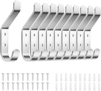 LuxusKollektion Garderobenhaken zum Schrauben, Metall geb&uuml;rstetes Silber, 10cm, 10 St&uuml;ck