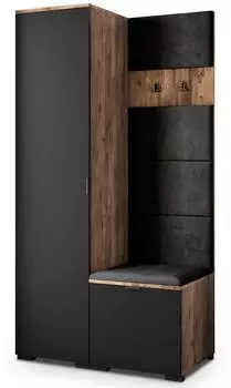 Masseno Lori Garderobenschrank Eichefarben/Schwarz, Holzwerkstoff, 95x181x51cm (800001380160)