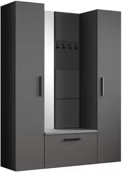 Masseno Modulo Garderobenschrank grau, 8 F&auml;cher, 160,6x204x40cm (800001380464)