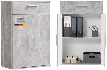 mokebo Der Praktische Mehrzweckschrank mit Schublade, grau, Betonoptik, 60x91x34cm (800000461598)
