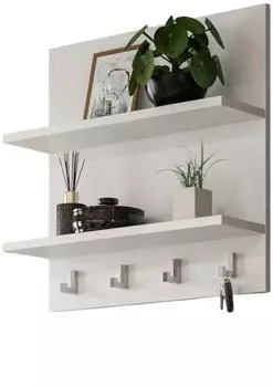 Inn.Furn SystemX Wandregal mit Haken und Ablagen, wei&szlig;, 52x52x15cm