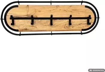 Wohnling Wandgarderobe Akazie Massivholz, 5 Haken, 100cm (WL7.847)