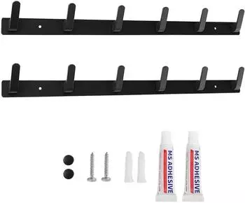 LuxusKollektion Garderobenhaken-Set Hakenleiste schwarz, 2&times;6 Haken, 18kg