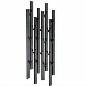 DanDiBo Wandgarderobe Metall schwarz 18 Haken schmal (96782)