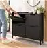 Relaxdays Schuhkipper 4 Fächer, geriffelte Front, schwarz, 90x100x19cm (MDF/Metall)