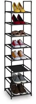 Relaxdays Baylee Schuhschrank Metall/Stoff, 33x33x140cm