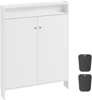 SoBuy FSR227-E-W Schuhschrank schmal, 2 T&uuml;ren, wei&szlig;, 98x15x123,5cm (FSR227-E-W)