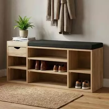 Finebuy Schuhbank 100cm mit Schublade, Sonoma (FB78603)
