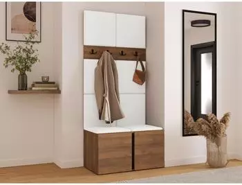 Mirjan24 Orion IV Garderoben-Set mit Schuhschrank, Kleiderhakenbrett & 8 Wandpaneelen 42x42 (800002079777)