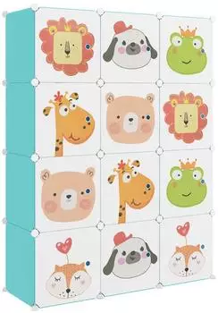 vidaXL Modularer Kinderschrank mit 12 W&uuml;rfeln, gr&uuml;n, PP