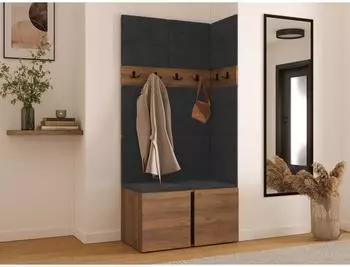Mirjan24 Orion I Garderoben-Set mit Schuhschrank, nussbaumfarben/anthrazit, 84x186x46cm (800002079910)
