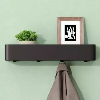 Mai & Mai Reglo-05 Wandgarderobe mit Ablage und 4 Haken, sandschwarz, 40cm (Reglo-05)