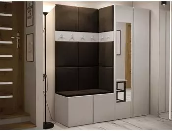 Mirjan24 Orion XII Garderoben-Set mit Sitzbank, 11x Wandpanel 42x42, Kaschmir/Manila 04 (800001366916)
