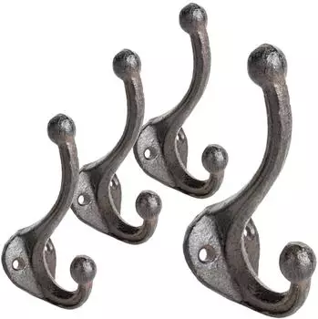 Spetebo Schwanenhals Doppel-Wandhaken Gusseisen antik braun, 4er Set (2972)