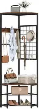 Costway Eckgarderobe 3-in-1, Metall, 49x49x171cm (VH35708OR)
