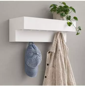 DanDiBo Wandgarderobe mit Ablage, Metall, wei&szlig;, 60x18x24cm (96742)