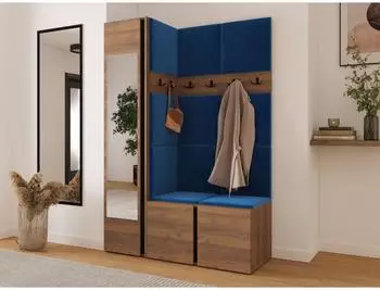 Mirjan24 Orion X Garderoben-Set mit Sitzbank, Spiegel, 11 Wandpanelen 42x42 (800002079982)