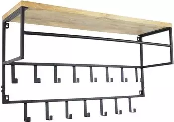 LOFT42 Petri Wandgarderobe 15 Haken, Metall, schwarz, 100x57x30cm