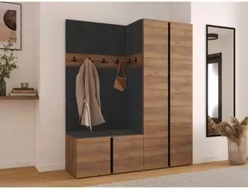 Mirjan24 Orion III Garderoben-Set nussbaumfarben/anthrazit, 158x186x46cm (800002080002)