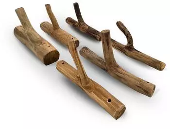 DESIGN DELIGHTS LIMB Garderobenhaken 6er-Set, Teakholz Wurzel (10003365)
