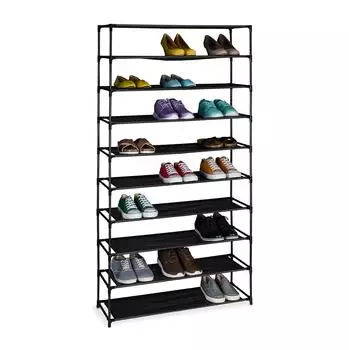 Relaxdays Schuhschrank Baylee Metall/Stoff, 83x28x158cm