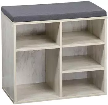 Kesper Schuhschrank mit Sitzkissen 51,5 cm Weiß/Grau