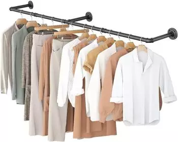 LuxusKollektion Kleiderstange Wandmontage, Metall, 167cm, schwarz (3 Basis)