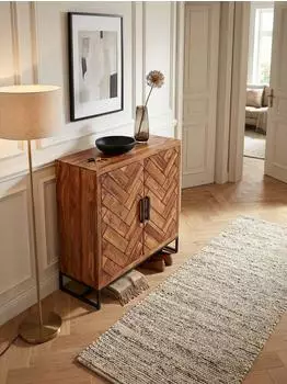 KADIMA DESIGN Schuhschrank Sheesham Massivholz, geschlossen, 100x105x40cm